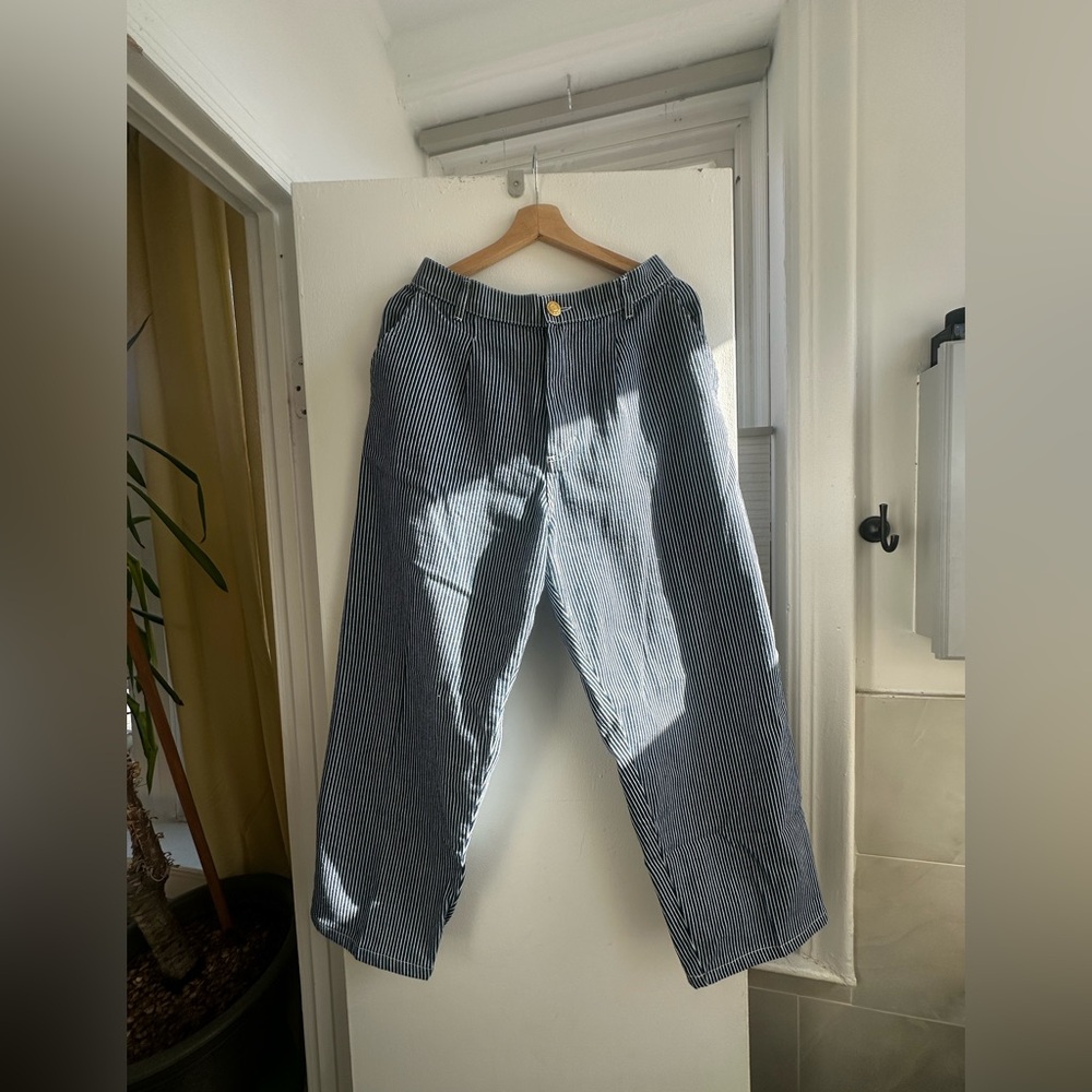 Big Bud Press denim trouser in railroad stripe
